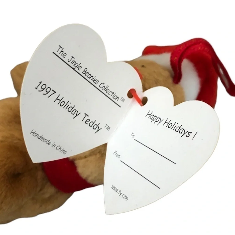 TY Handmade The jingle Beanies Collection 1997 Holiday Teddy O/S Brown Red